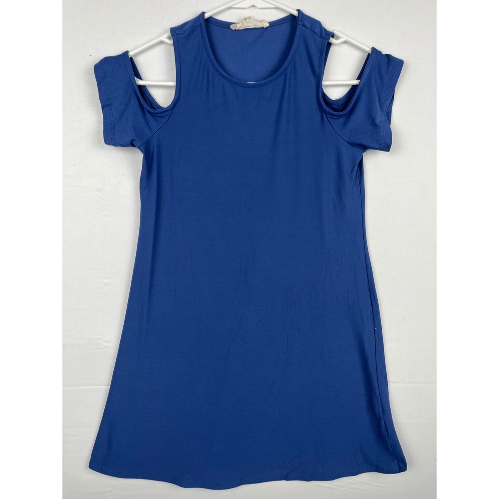 Pink Republic Cold Shoulder Dress Girls XL 16 Short Sleeve Crew Neck Blue